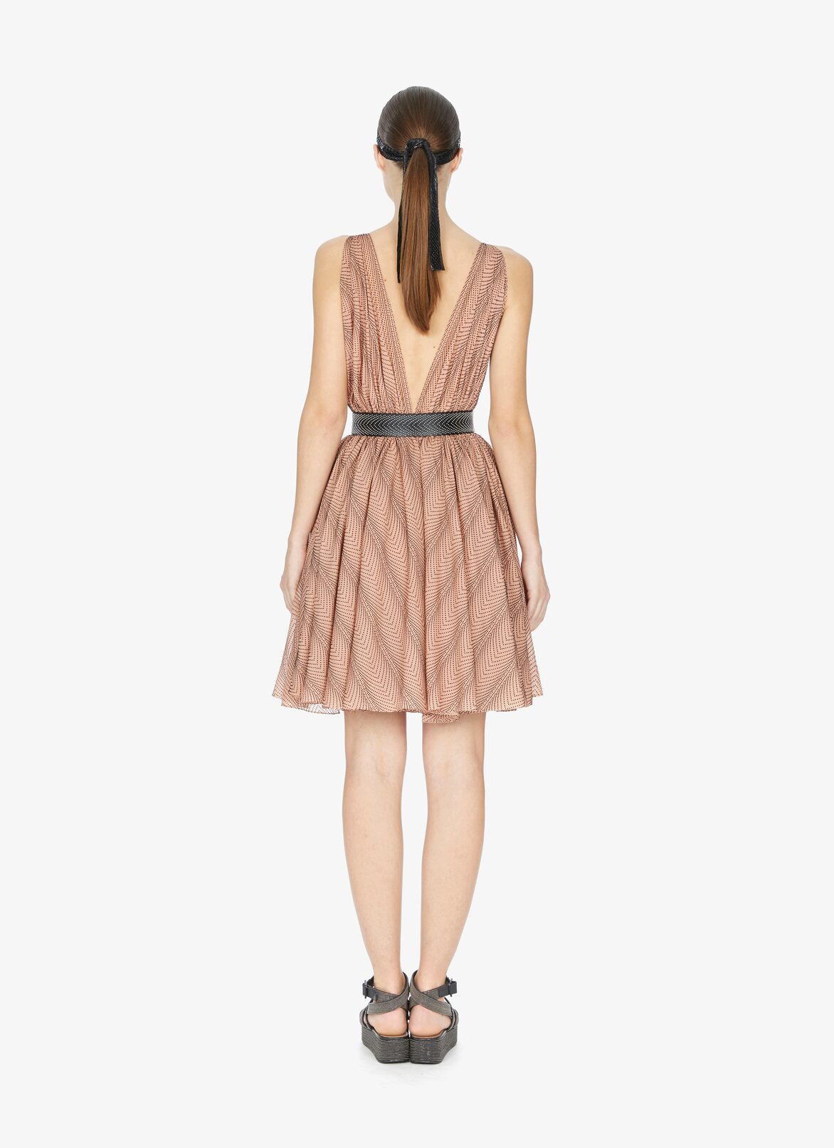 SLEEVELESS DRESS SOIE BOA NUDE/BLACK ALAÏA BLUSH/BLACK  SLEEVELESS DRESS SOIE BOA NUDE/BLACK